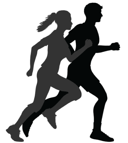 Man and woman running